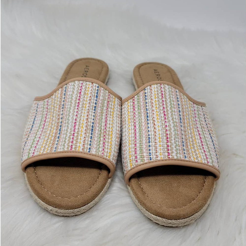 Aerosoles Tan Red Green Blue Yellow Slide On Espadrille Sandals 9.5